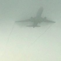 Taking off in the fog – check out those vortices!